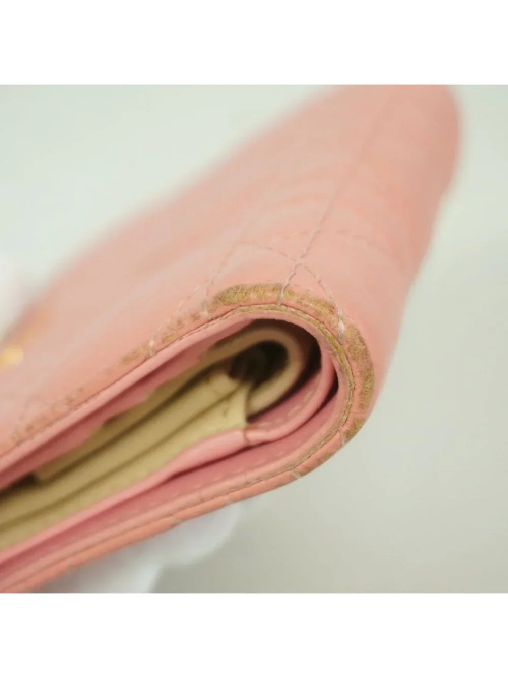 Dior Wallet Cannage Leather Pink Gold